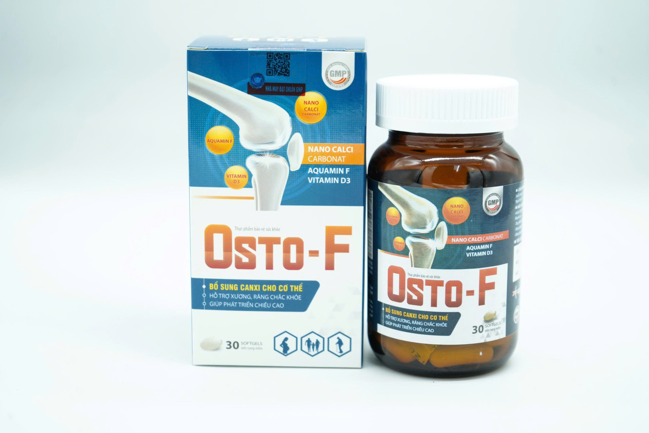 Viên uống OSTO-F - Bổ sung canxi cho cơ thể, hỗ trợ xương răng chắc khỏe và giúp phát triển chiều cao ( Hộp 30 viên)