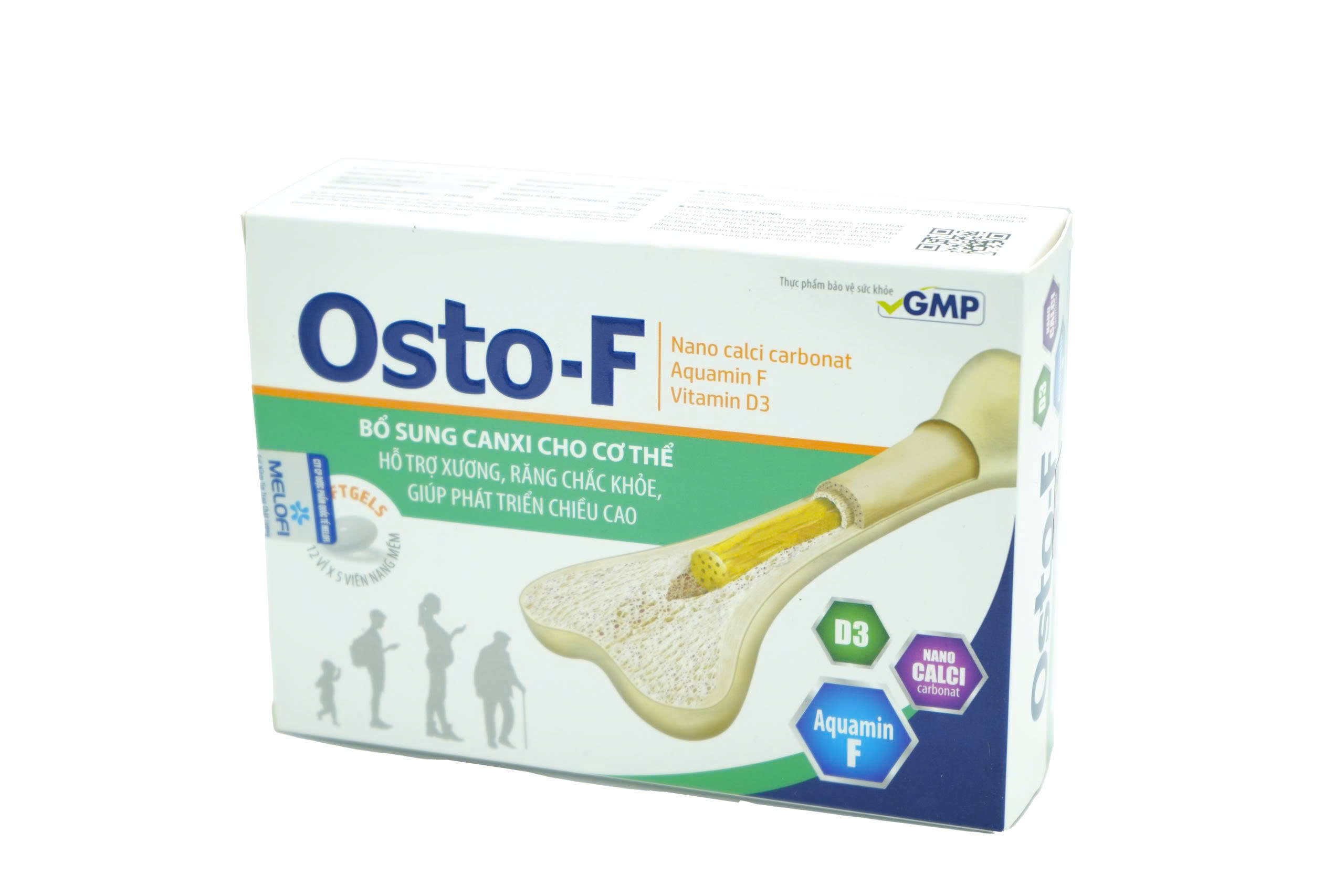 Viên uống OSTO-F - Bổ sung canxi cho cơ thể, hỗ trợ xương răng chắc khỏe và giúp phát triển chiều cao ( Hộp 60 viên)
