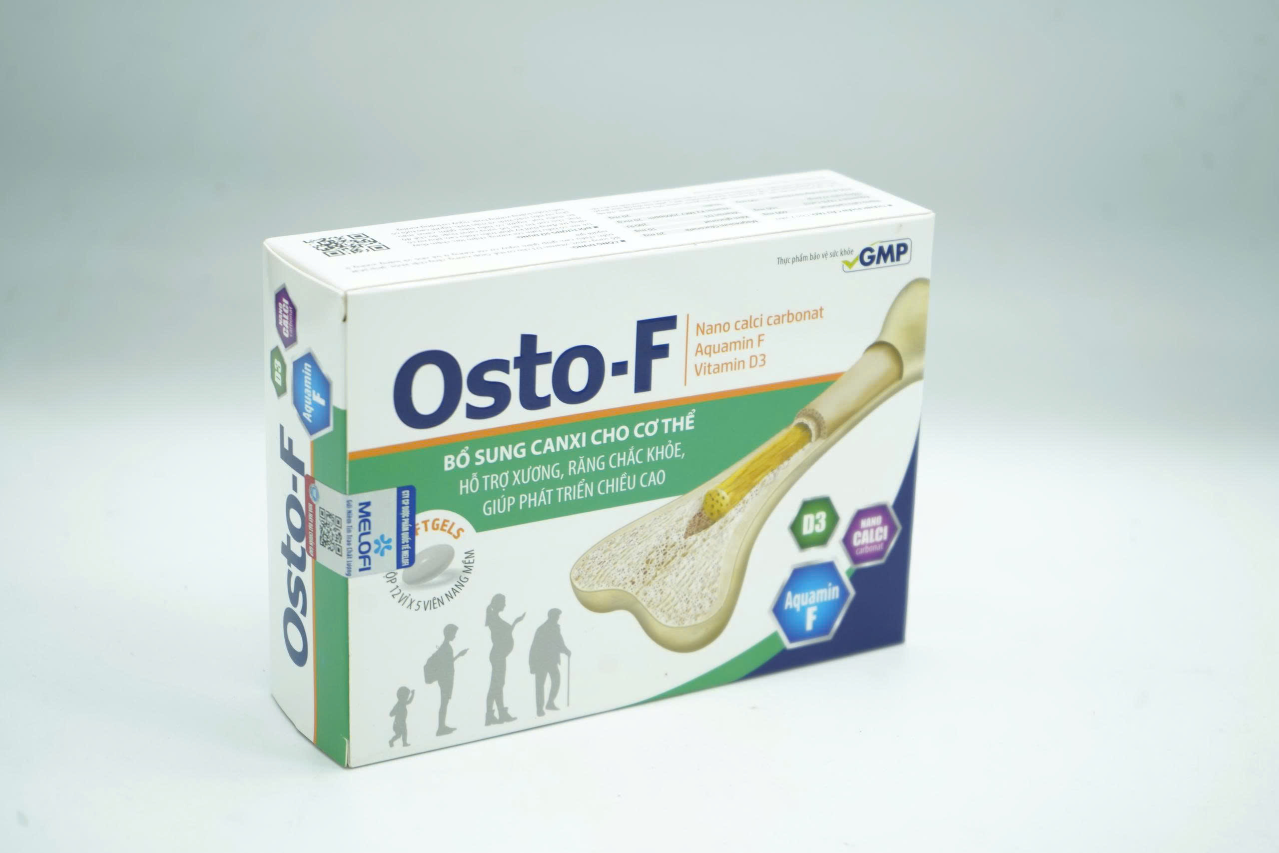 Viên uống OSTO-F - Bổ sung canxi cho cơ thể, hỗ trợ xương răng chắc khỏe và giúp phát triển chiều cao ( Hộp 60 viên)