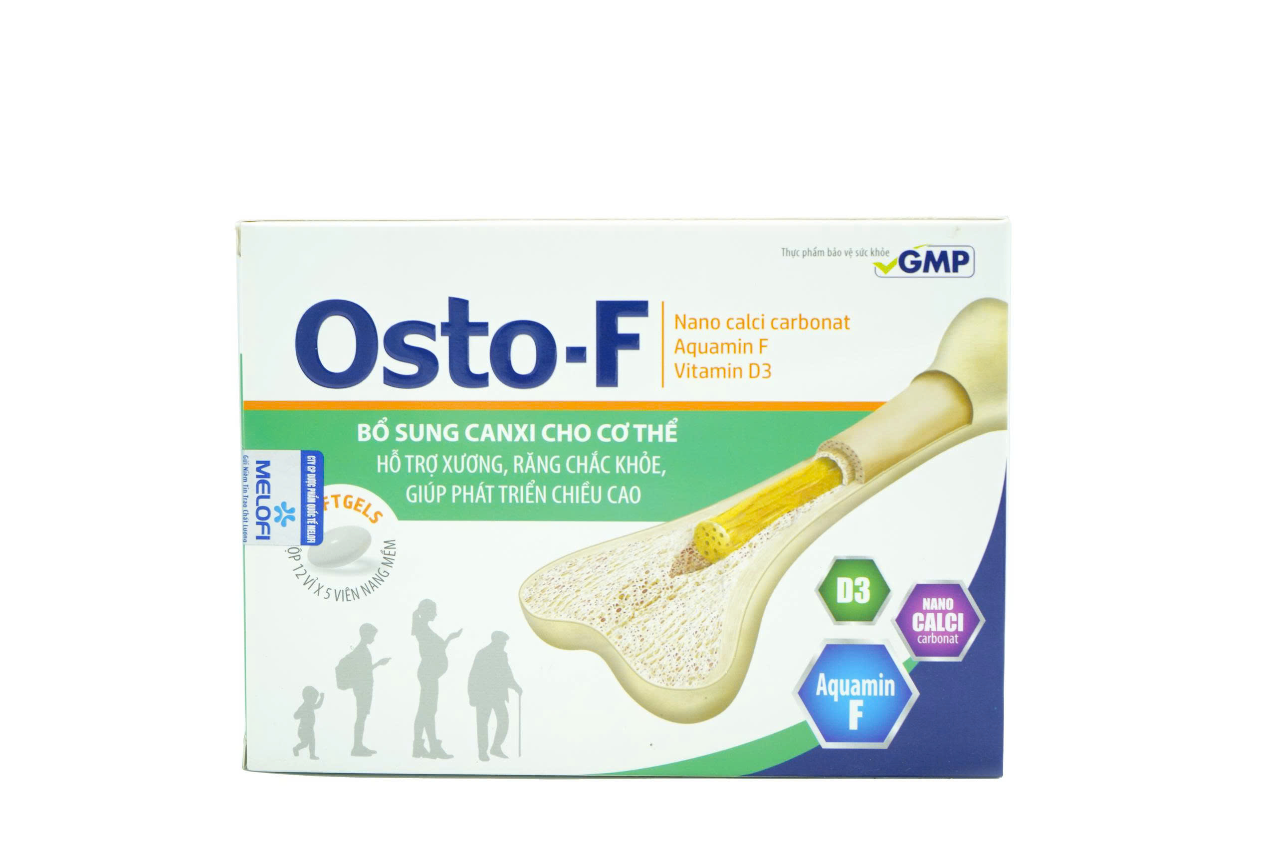 Viên uống OSTO-F - Bổ sung canxi cho cơ thể, hỗ trợ xương răng chắc khỏe và giúp phát triển chiều cao ( Hộp 60 viên)